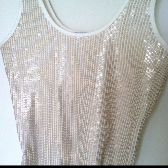 Express Ivory with Sequins Casual Tank Top - Picture 7 of 12